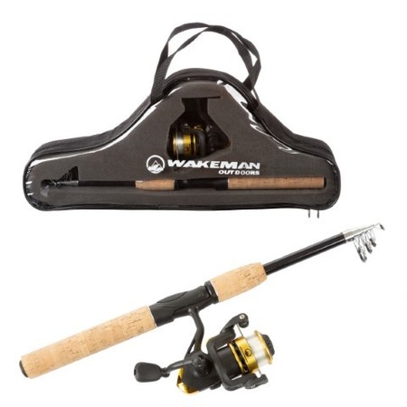 LEISURE SPORTS Fishing Pole, Telescopic 5.5-Foot Carbon Fiber and Cork Rod/ Ambidextrous Reel Combo, Carrying Case 287819ARF
